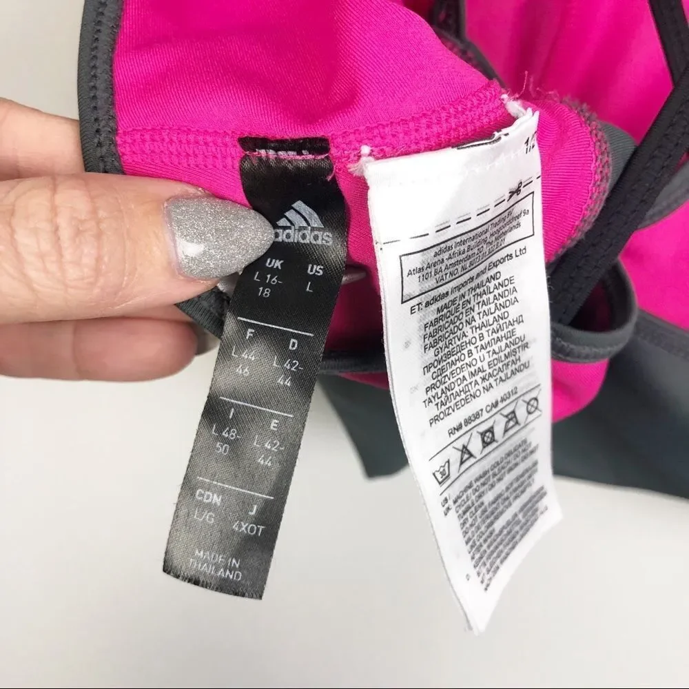 ADIDAS | Strappy Light Support Sports Bra Hot Pink & Gray Women’s XL